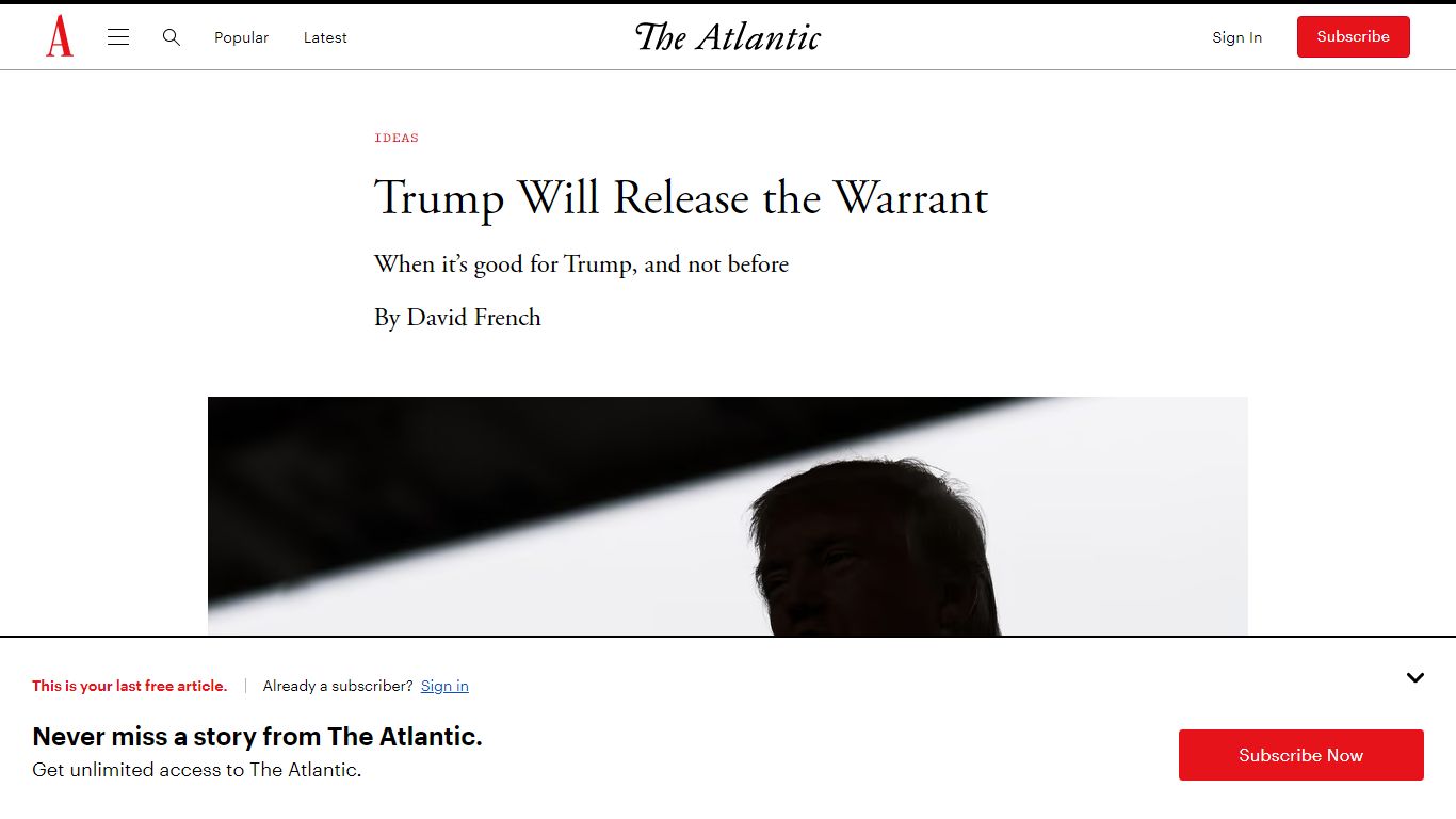 Trump Will Release the Warrant - The Atlantic